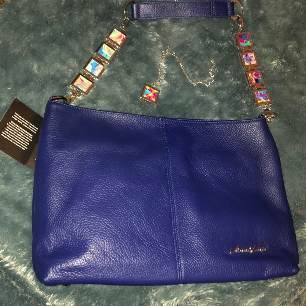 NWT Gorgeous Navy Blue Leather Handbag VannaLui